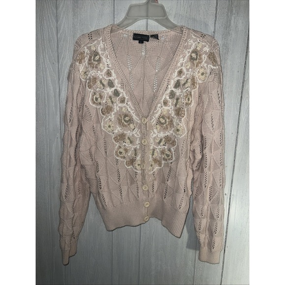 JEANNE PIERRE Sweaters - Jeanne Pierre Sweater Women's L Pink Floral
